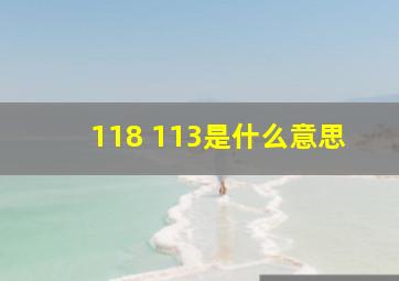 118 113是什么意思